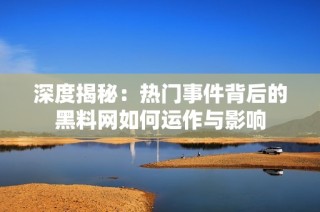 深度揭秘：热门事件背后的黑料网如何运作与影响