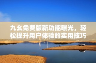 九幺免费版新功能曝光，轻松提升用户体验的实用技巧分享