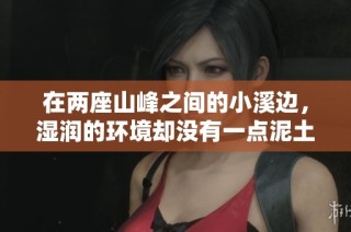 在两座山峰之间的小溪边，湿润的环境却没有一点泥土