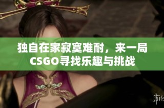 独自在家寂寞难耐，来一局CSGO寻找乐趣与挑战