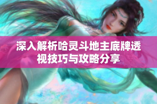 深入解析哈灵斗地主底牌透视技巧与攻略分享