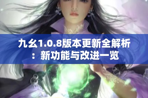 九幺1.0.8版本更新全解析：新功能与改进一览