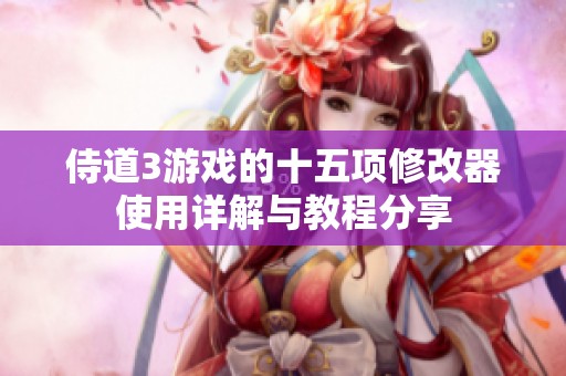 侍道3游戏的十五项修改器使用详解与教程分享