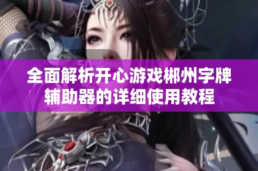 全面解析开心游戏郴州字牌辅助器的详细使用教程