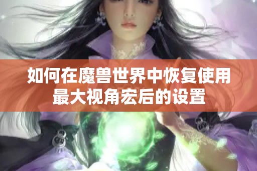 如何在魔兽世界中恢复使用最大视角宏后的设置