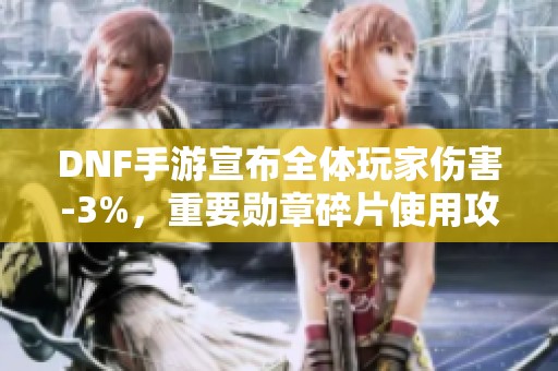 DNF手游宣布全体玩家伤害-3%，重要勋章碎片使用攻略揭秘