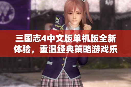 三国志4中文版单机版全新体验，重温经典策略游戏乐趣