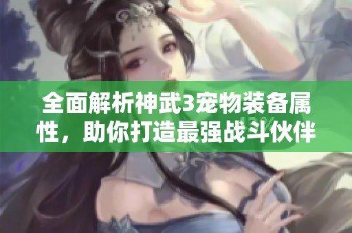 全面解析神武3宠物装备属性，助你打造最强战斗伙伴