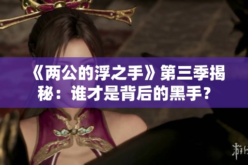 《两公的浮之手》第三季揭秘：谁才是背后的黑手？