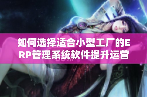 如何选择适合小型工厂的ERP管理系统软件提升运营效率