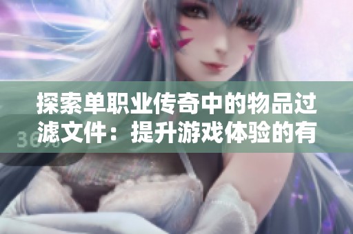 探索单职业传奇中的物品过滤文件：提升游戏体验的有效工具
