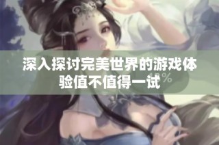 深入探讨完美世界的游戏体验值不值得一试