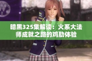 暗黑325集解读：火系大法师成就之路的鸡肋体验
