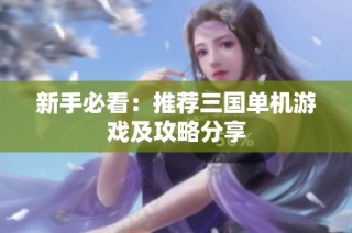新手必看：推荐三国单机游戏及攻略分享