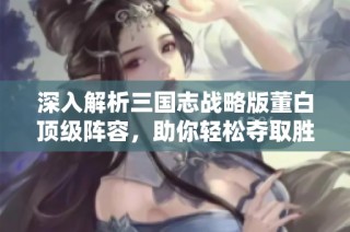 深入解析三国志战略版董白顶级阵容，助你轻松夺取胜利！