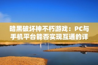 暗黑破坏神不朽游戏：PC与手机平台能否实现互通的详细分析