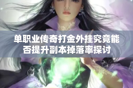 单职业传奇打金外挂究竟能否提升副本掉落率探讨