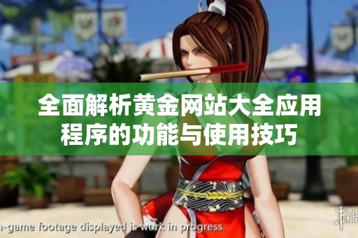 全面解析黄金网站大全应用程序的功能与使用技巧