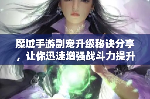 魔域手游副宠升级秘诀分享，让你迅速增强战斗力提升技巧