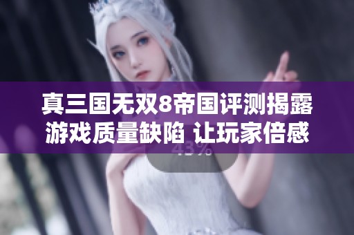 真三国无双8帝国评测揭露游戏质量缺陷 让玩家倍感失望