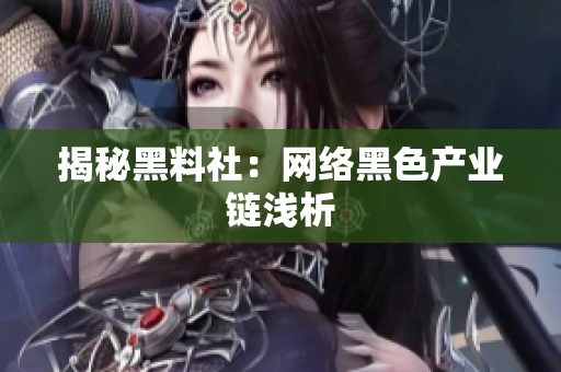 揭秘黑料社：网络黑色产业链浅析