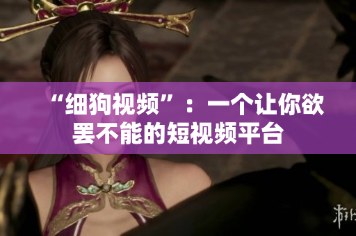 “细狗视频”：一个让你欲罢不能的短视频平台