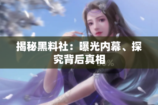 揭秘黑料社：曝光内幕、探究背后真相